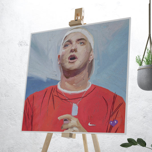 Eminem Oil Painting Style Digital Poster on Fujifilm Glossy Paper in Plexiglass Frame (50×50 cm)