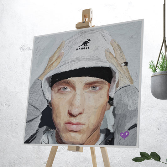 Eminem Oil Painting Style Digital Poster on Fujifilm Glossy Paper in Plexiglass Frame (50×50 cm)