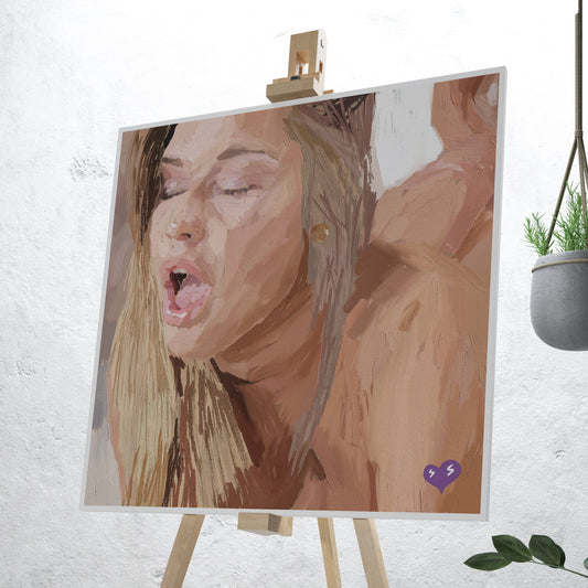Sexy Girl Oil Painting Style Digital Poster on Fujifilm Glossy Paper in Plexiglass Frame (50×50 cm)