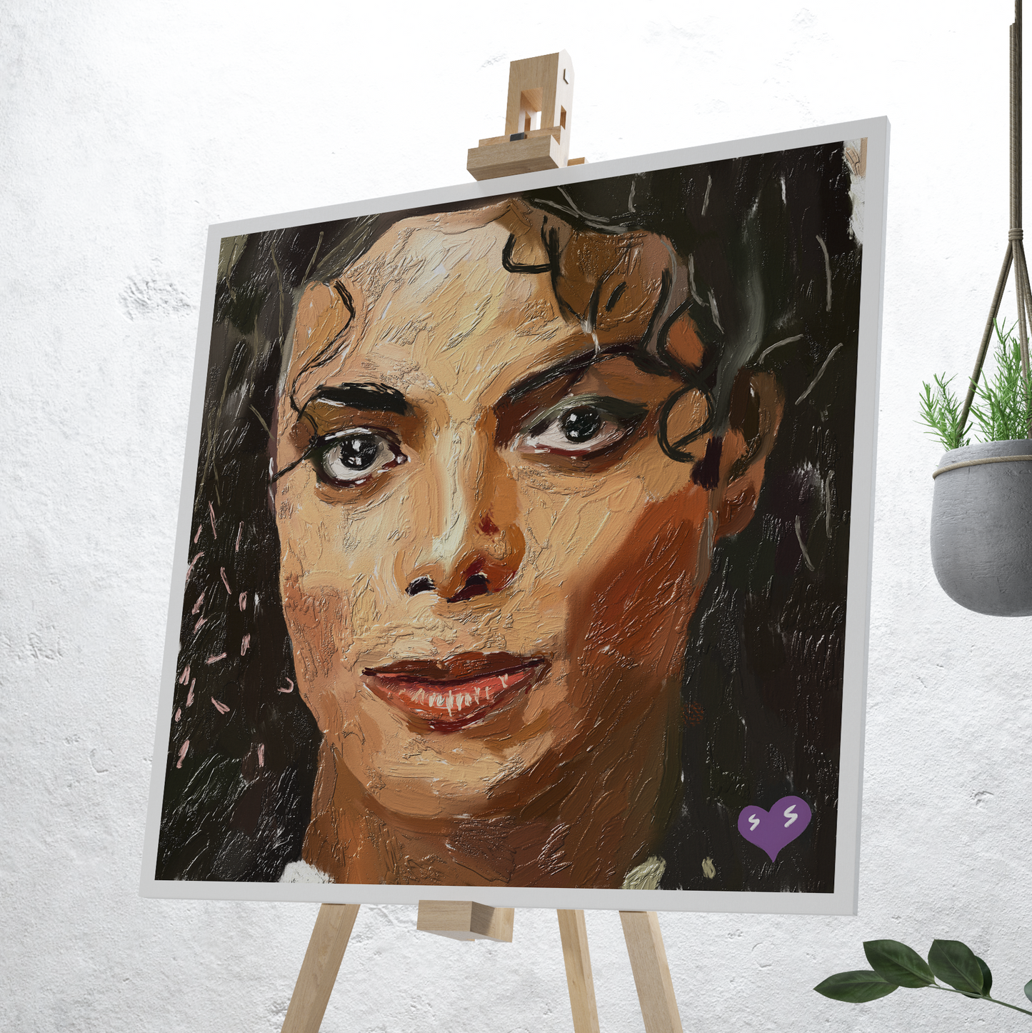 Michael Jackson Oil Painting Style Digital Poster on Fujifilm Glossy Paper in Plexiglass Frame (50×50 cm)