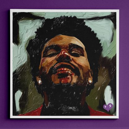 The Weeknd – After Hours Oil Painting Style Digital Poster on Fujifilm Glossy Paper in Plexiglass Frame (50×50 cm)