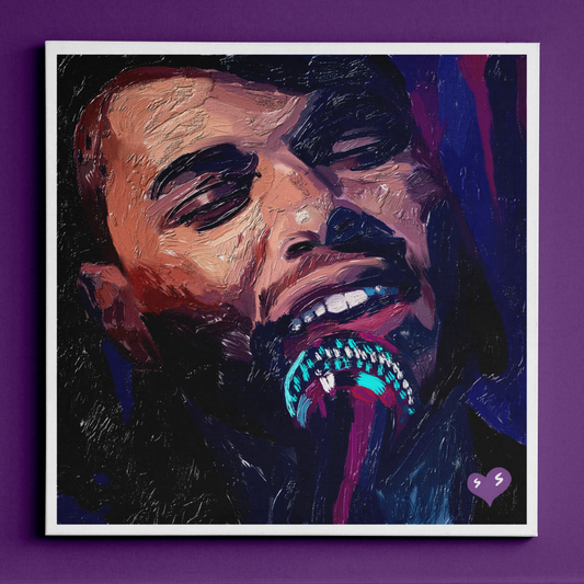 The Weeknd – Can't Feel My Face Oil Painting Style Digital Poster on Fujifilm Glossy Paper in Plexiglass Frame (50×50 cm)