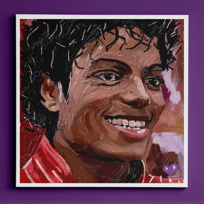 Michael Jackson – Thriller Oil Painting Style Digital Poster on Fujifilm Glossy Paper in Plexiglass Frame (50×50 cm)