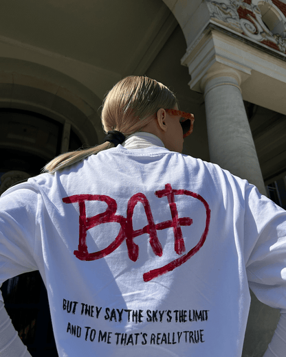 Custom Michael Jackson – Bad Oversized Unisex T-Shirt (Front: Digital Print, Back: Hand-Painted Typography with Special Acrylics)