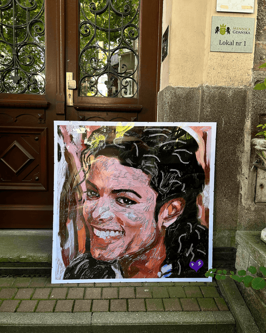 Michael Jackson – Bad Oil Painting Style Digital Poster on Fujifilm Matte Paper in Plexiglass Frame (100×100 cm)