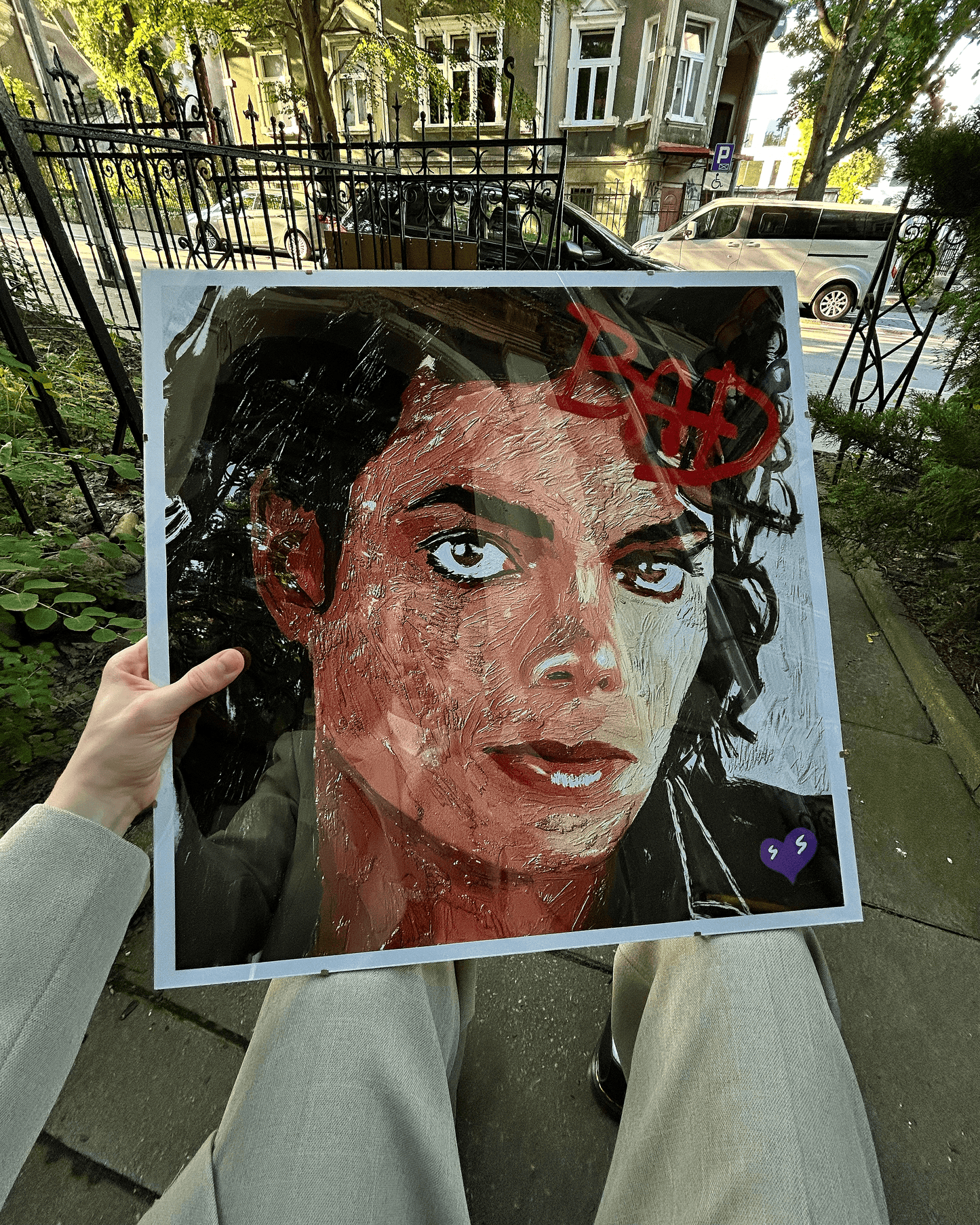 Michael Jackson – Bad Oil Painting Style Digital Poster on Fujifilm Glossy Paper in Plexiglass Frame (50×50 cm)