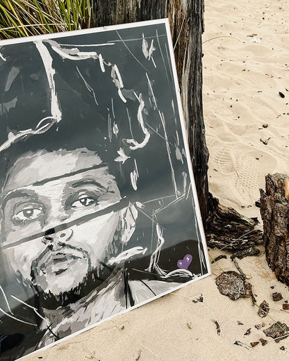 The Weeknd – Beauty Behind the Madness Oil Painting Style Digital Poster on Fujifilm Glossy Paper in Plexiglass Frame (50×50 cm)