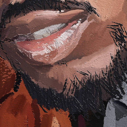 Kendrick Lamar Oil Painting Style Digital Poster on Fujifilm Glossy Paper in Plexiglass Frame (50×50 cm)