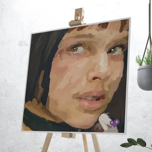 Leon: The Professional – Mathilda Oil Painting Style Digital Poster on Fujifilm Glossy Paper in Plexiglass Frame (50×50 cm)