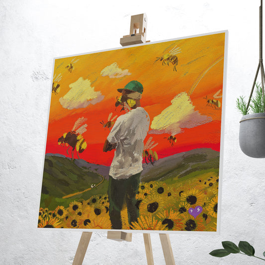 Tyler, the Creator Oil Painting Style Digital Poster on Fujifilm Glossy Paper in Plexiglass Frame (50×50 cm)