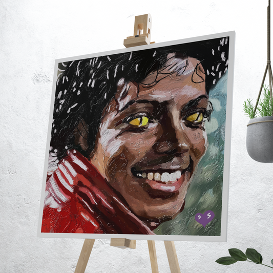 Michael Jackson Oil Painting Style Digital Poster on Fujifilm Glossy Paper in Plexiglass Frame (50×50 cm)